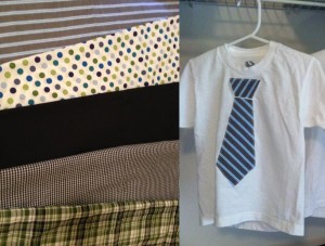 $ 7 Boys Size 2-3 or 4-5 shirt with applique tie (additional fabrics available)
